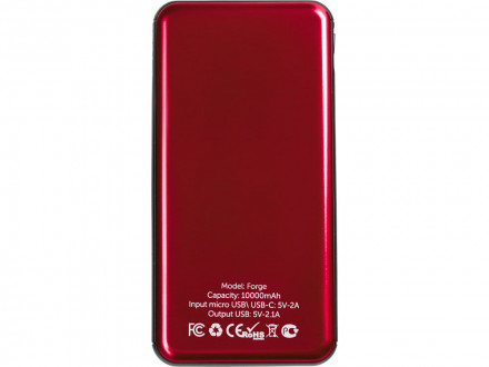 Внешний аккумулятор Forge v.2, металл, 10000mah, красный