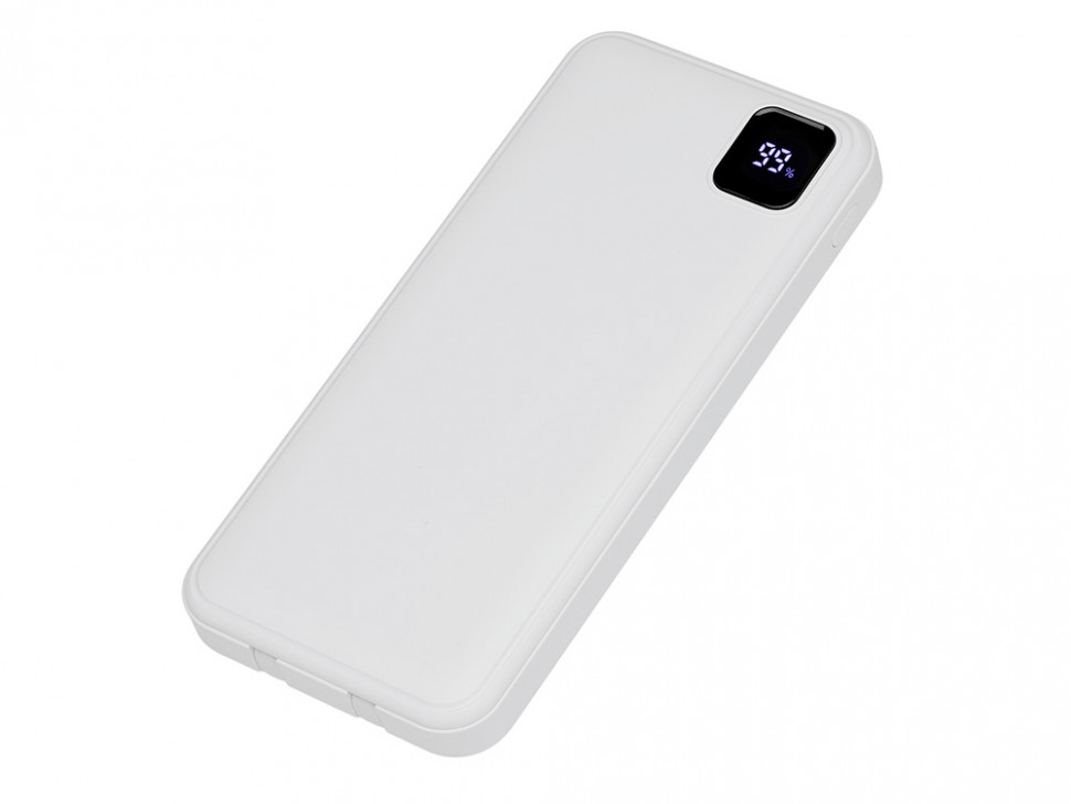 Внешний аккумулятор со встроенными кабелями Фрэйм, 10000мач, белый