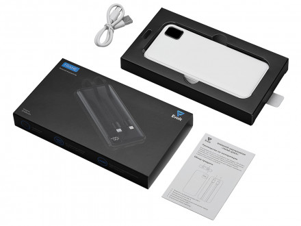 Внешний аккумулятор со встроенными кабелями Фрэйм, 10000мач, белый