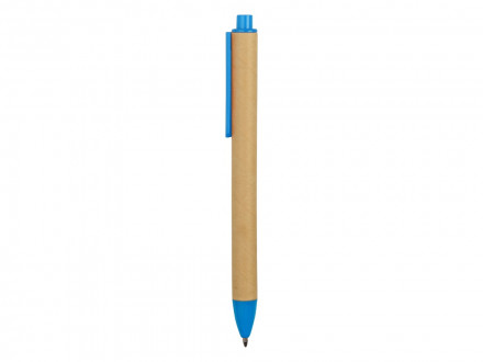 Ручка картонная пластиковая шариковая Эко 2.0, бежевый/голубой