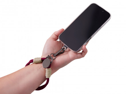 Брелок-браслет Bohemian c тканевым держателем для телефона, бургунди