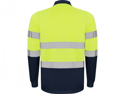 Поло Polaris мужское c длинным рукавом, нэйви/неоновый желтый