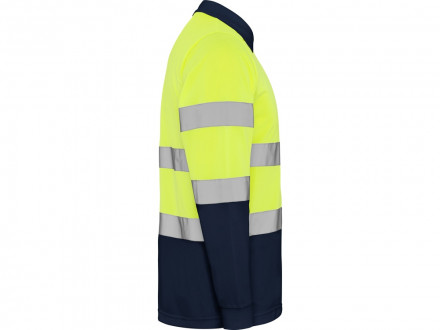 Поло Polaris мужское c длинным рукавом, нэйви/неоновый желтый