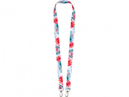 Ланъярд 2 см под сублимацию с 2-мя карабинами, серебристый