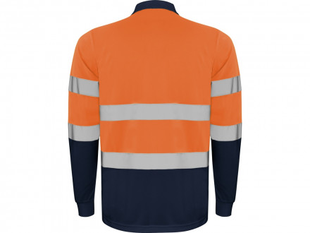 Поло Polaris мужское c длинным рукавом, нэйви/неоновый оранжевый
