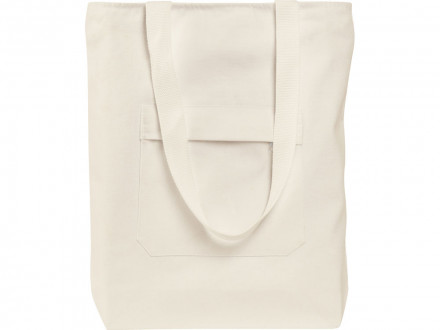 Сумка на молнии Zipper из хлопка 280 г c карманом на молнии спереди, натуральный