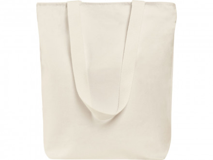 Сумка на молнии Zipper из хлопка 280 г c карманом на молнии спереди, натуральный