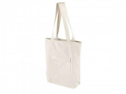 Сумка на молнии Zipper из хлопка 280 г c карманом на молнии спереди, натуральный