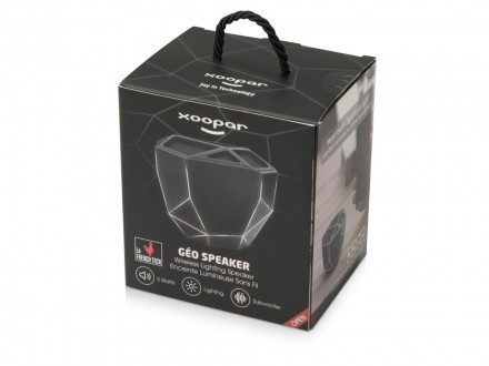 Портативная колонка Geo, мокрый асфальт + белая подсветка