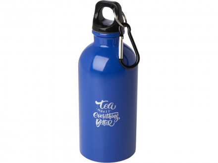 Одностенная бутылка для воды с карабином Oregon, изготовленная из нержавеющей стали, сертифицированной по стандарту RCS, объемом 400 мл - Ярко-синий