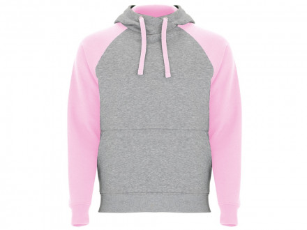 Толстовка с капюшоном Badet мужской, серый меланж/светло-розовый