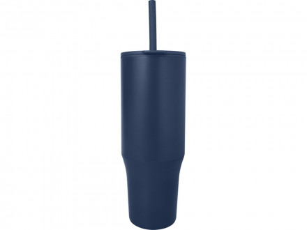 Brady термостакан с силиконовой трубочкой, объемом 900 мл, сертифицированный согласно RCS - Темно - синий