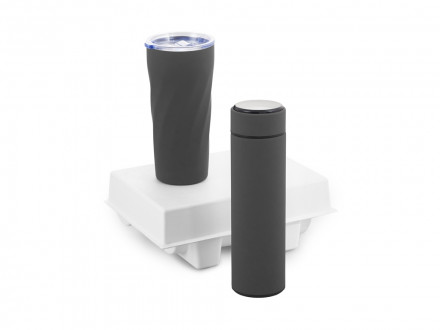 Подарочный набор FAMILY с термосом и термокружкой, серый