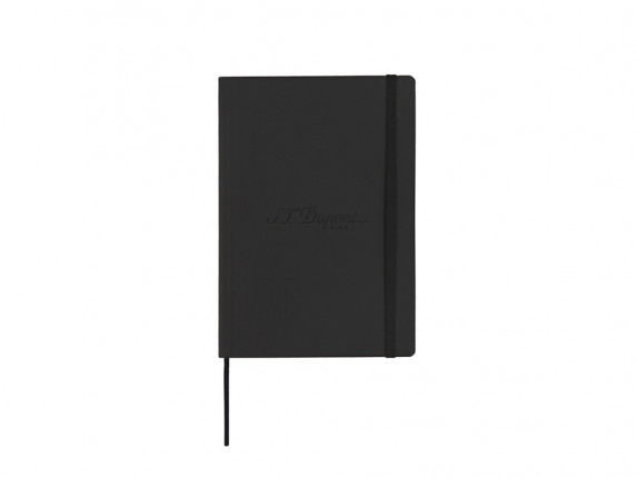 Блокнот Notebook, черная искусcтвенная кожа с логотипом Dupont, формат А5, бумага: линованная