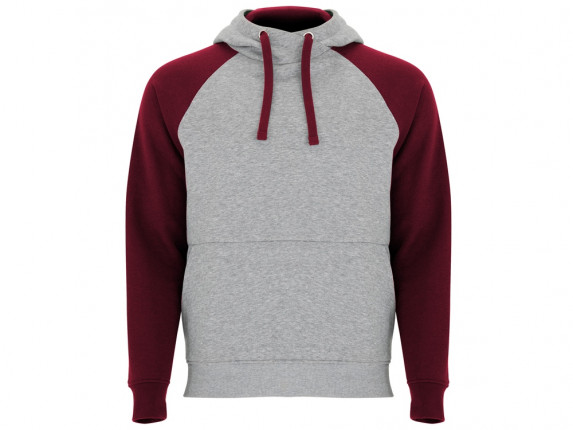 Толстовка с капюшоном Badet мужской, серый меланж/гранатовый