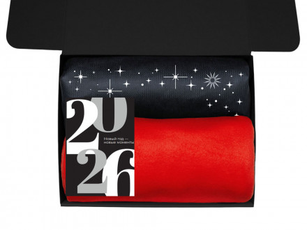 Подарочный набор c пледом, френчпрессом, чаем и медом, красный