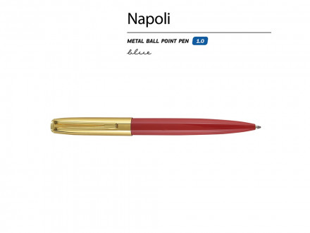 Ручка металлическая шариковая Napoli, красный/золотистый