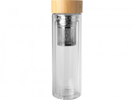 Bailey бутылка с емкостью для заваривания из борсиликатного стекла емкостью 400 мл с бамбуковой крышкой - прозрачный