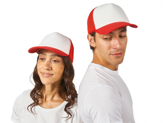 Бейсболка с сеткой Newport, белый/красный