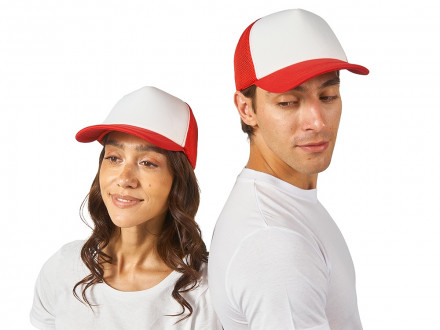 Бейсболка с сеткой Newport, белый/красный