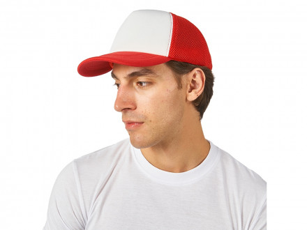 Бейсболка с сеткой Newport, белый/красный