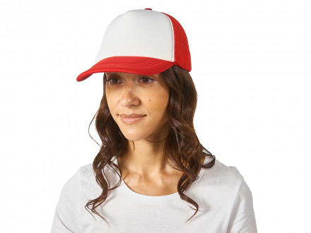 Бейсболка с сеткой Newport, белый/красный