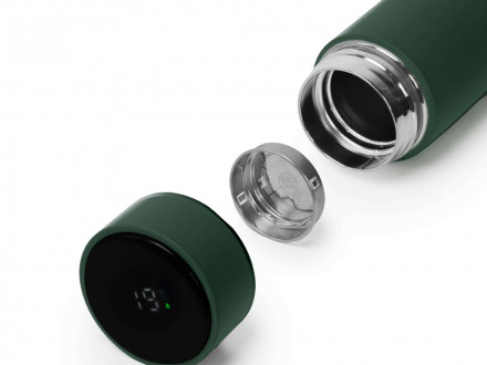 Термос FAMILY MARK LED, soft touch (Тёмно-зелёный)