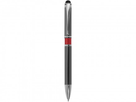Ручка металлическая шариковая Isabella с анодированным покрытием и цветной вставкой, оружейная сталь и красн