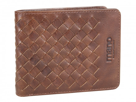 Бумажник Mano Don Luca, натуральная кожа в коньячном цвете, 11 х 8,5 см