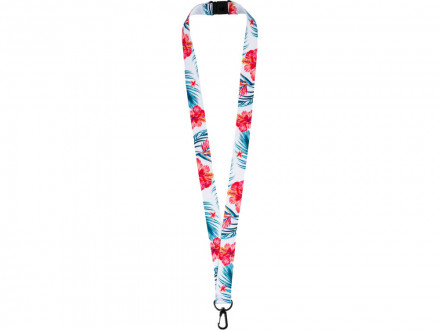 Ланъярд 2 см под сублимацию с карабином и замком обрыва, черный