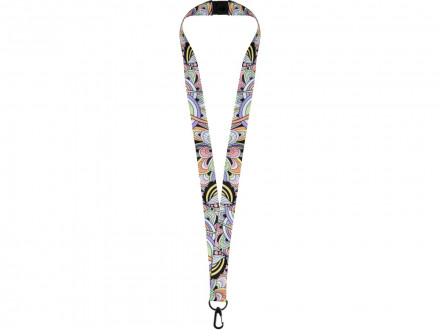 Ланъярд 2 см под сублимацию с карабином и замком обрыва, черный