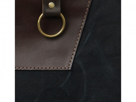 Фартук из канваса с ремнями из натуральной кожи, материал: канвас смесовый, плотность 450 гр/м, натуральная кожа КРС, цвет черный, коричневый темный