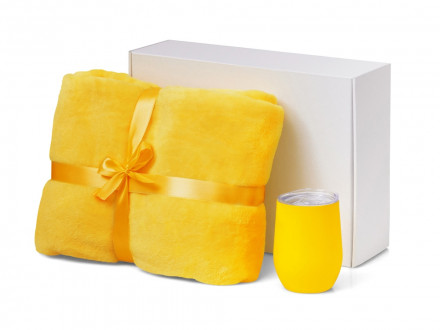 Подарочный набор Dreamy hygge 2.0 с пледом и термокружкой, желтый