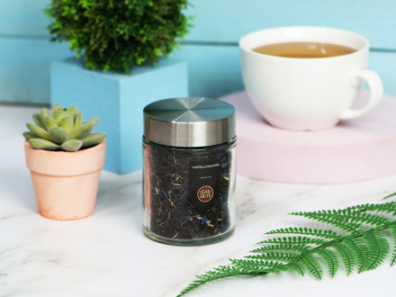 Чай черный, серия Essence, с чабрецом и лепестками василька, стеклянная банка