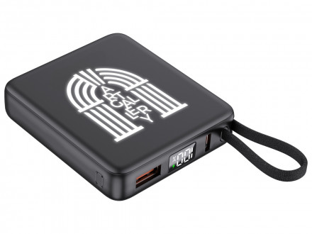 Внешний аккумулятор с подсветкой лого Nex, 5000 мАч, черный