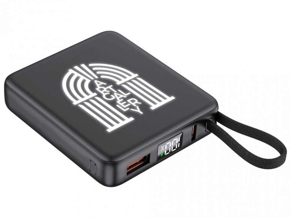 Внешний аккумулятор с подсветкой лого Nex, 5000 мАч, черный