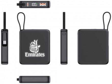 Внешний аккумулятор с подсветкой лого Nex, 5000 мАч, черный