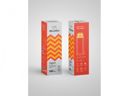 Термос Relaxika 102, 2 чашки, 500 мл, стальной