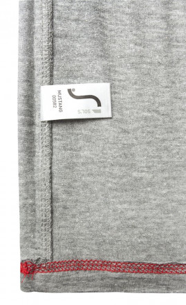 Футболка мужская с контрастной отделкой Mustang 150, серый меланж c красным