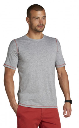 Футболка мужская с контрастной отделкой Mustang 150, серый меланж c красным