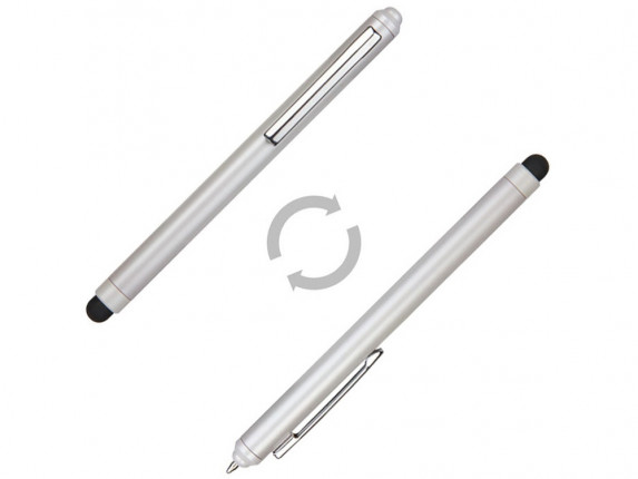 Ручка шариковая Nilsia со стилусом, жемчужный с матовой окантовкой