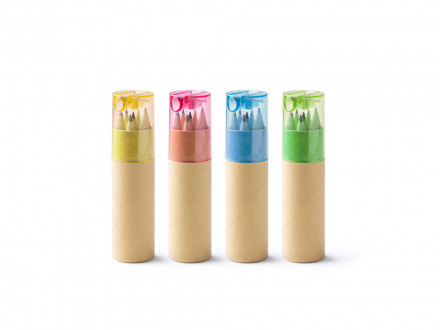 Набор из 6 деревянных карандашей MABEL в футляре из переработанного картона, натуральный/красный