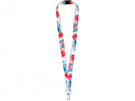 Ланъярд 2 см под сублимацию с карабином и замком обрыва, серебристый