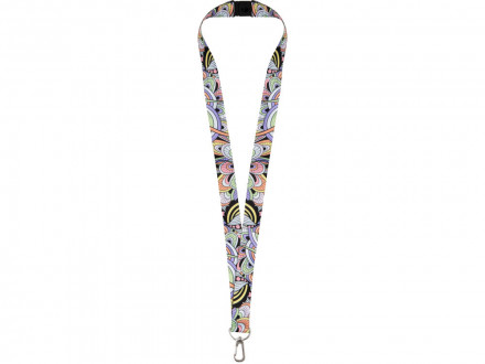 Ланъярд 2 см под сублимацию с карабином и замком обрыва, серебристый