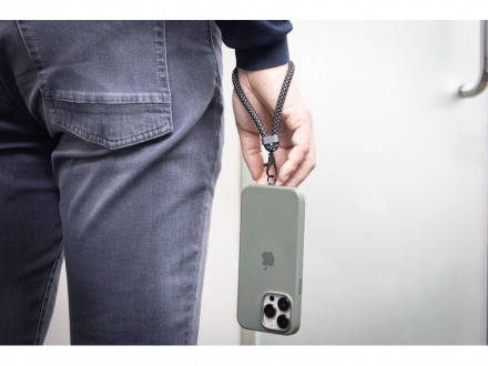 Ремешок-держатель для телефона с зарядным кабелем USB-C - USB-C Lany Wristband Charge Eco, серый