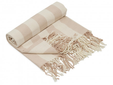 Плед Reglet, 130x150 см ( с учетом бахромы) 100% хлопок, бежевый
