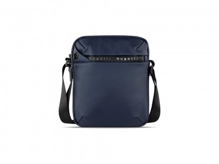 Сумка наплечная BUGATTI Blanc, синяя, тарпаулин/полиэстер, 17х4,5х21 см