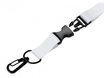 Ланъярд 2 см под сублимацию с карабином, межуровневым замком и замком обрыва, черный