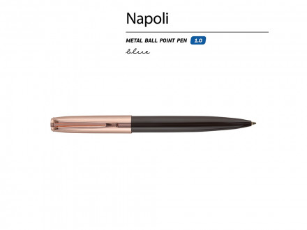 Ручка металлическая шариковая Napoli, коричневый/розовое золото