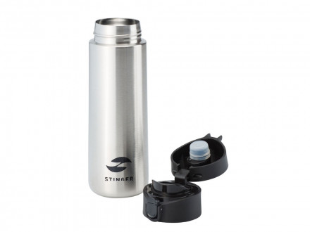 Термокружка Stinger, 0,35 л, сталь/пластик, серебристый, 6,6 x 6,4 x 20,3 см
